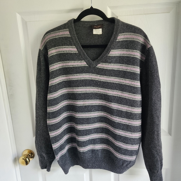 Luca NOBILI FIRENZE Gray and Pink Striped Men's Sweater - Picture 1 of 8